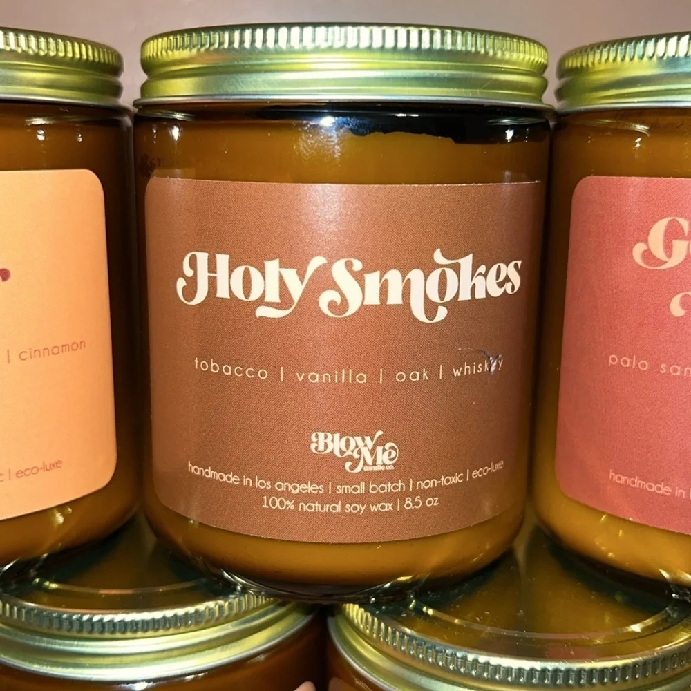 All natural soy wax, wood wick candles
